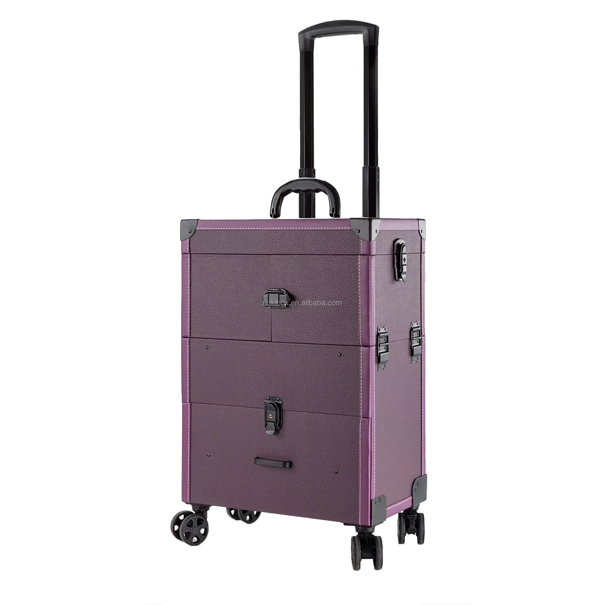 Large Capacity Professional Cosmetic Case with Drawers and Wheels Trolley Makeup Case with Trays Candy Carton Fashion Picture