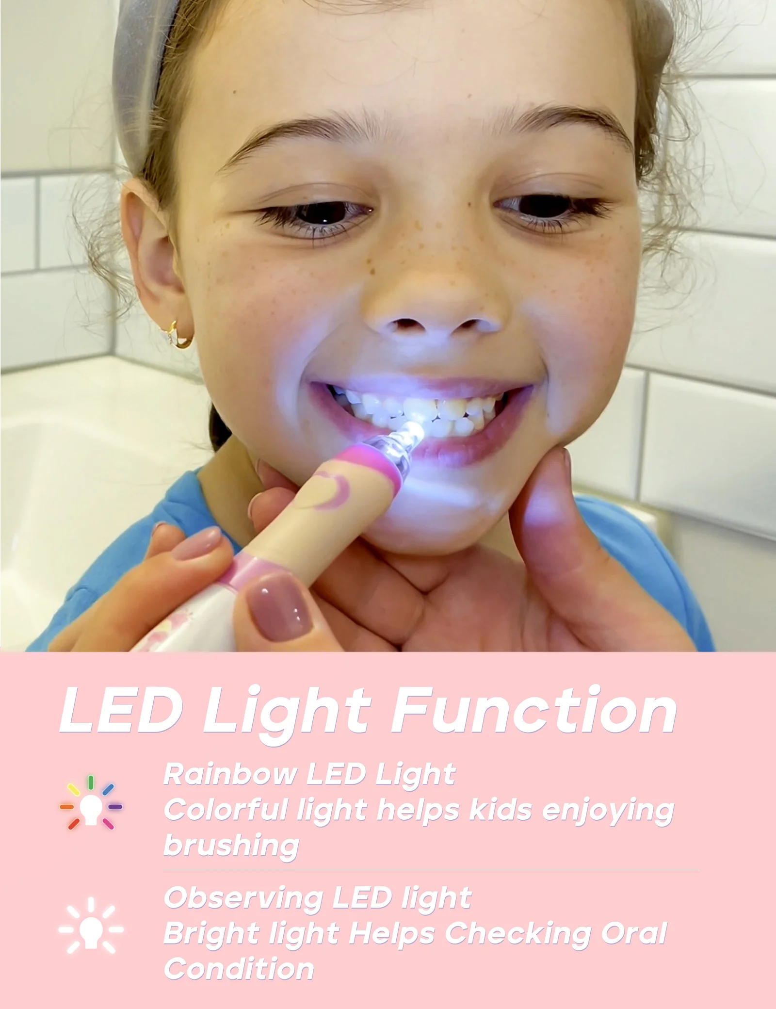 Seago SG-977 Colorful LED Light 2 Minutes Auto-Timer Kids Child Battery Sonic Electric Toothbrush With IPX7 Waterproof