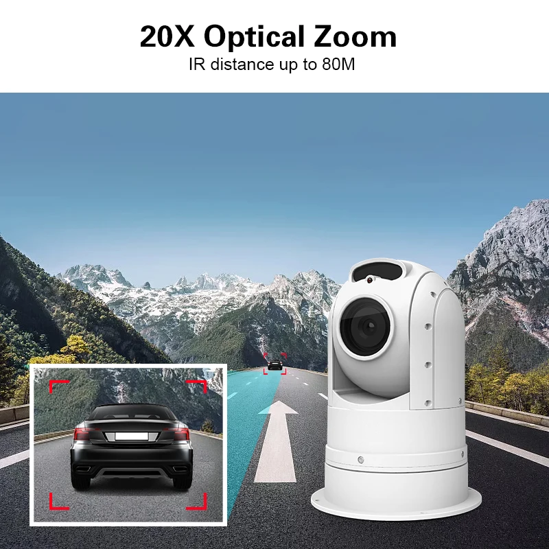 Starlight Full Color Vehicle Series Camera P2P Mini Vehicle IP PTZ Camera Car Equipment Long Range Vehicle Roof Mount PTZ Camera