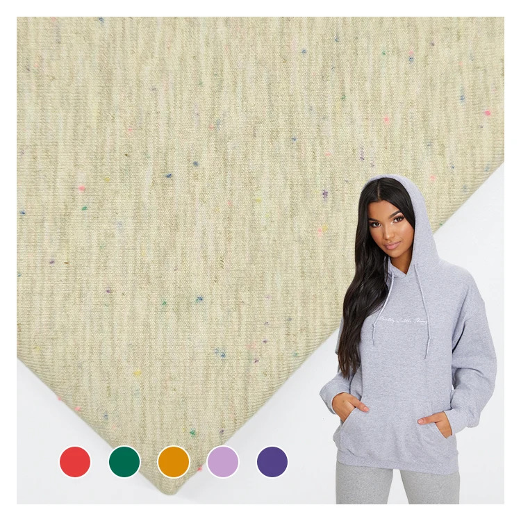 Супер Мягкий трикотажный CVC Флисовая ткань полиэстер хлопок спандекс материал Neps французская махровая для продажи