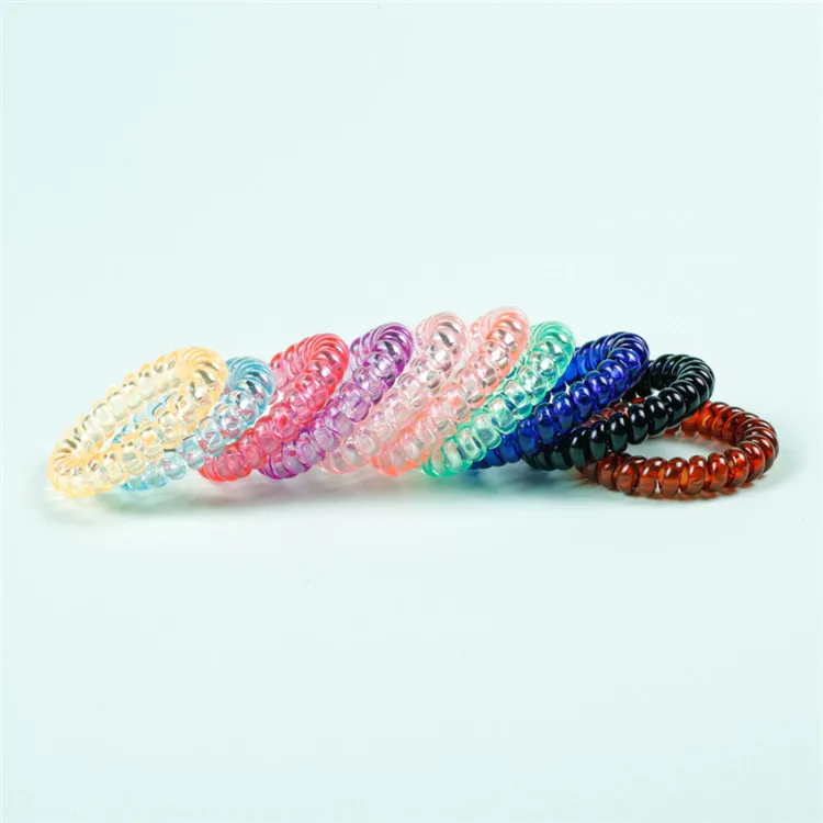
Transparent clear tpu telephone cord line ponytail holders hair rings coils elastic hair tie 