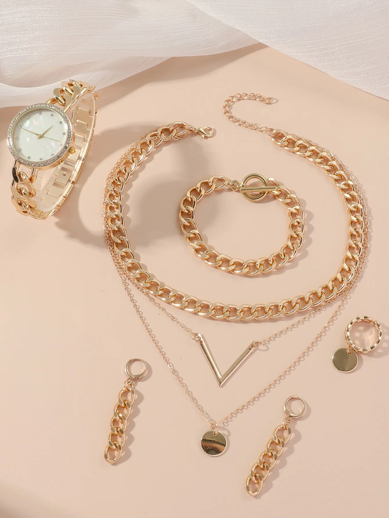 Hot sell Fashion 5 pcs women watch gift set luxury quartz watches for lady with box watch