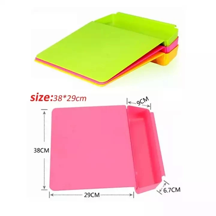 R1057 Kitchen Cutting Board Plastic Thickening Non-slip Cutting Board with Storage Basket 2 in 1 Foldable Chopping Blocks