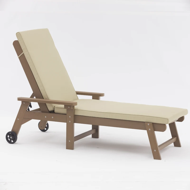 HIPS Plastic teak Sun Beach Lounge chair patio Pool Exterior Park Villa Patio Lounge chair Adjustable lounge chair