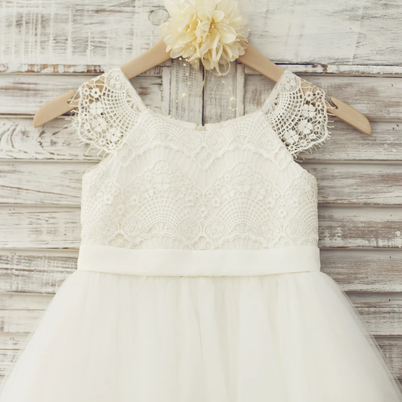 Высокое качество новейшие белые кружева От 2 до 10 лет платье для девочки, держащей букет невесты на свадьбе