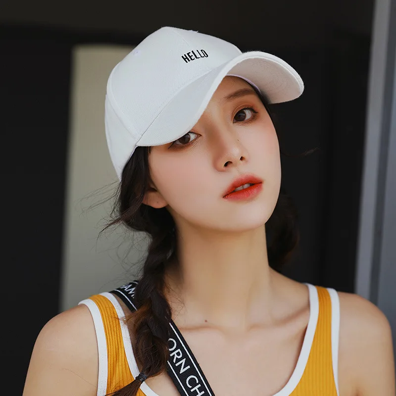 Summer Cotton Snapback Peaked Hats Women Hard Top Original Japanese Solid Color Small Letter Embroidery Baseball Cap Outdoor
