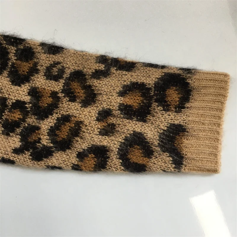 Leopard Pattern Small Baby 1 Year Infant Cotton Yarn Sweaters for Girl