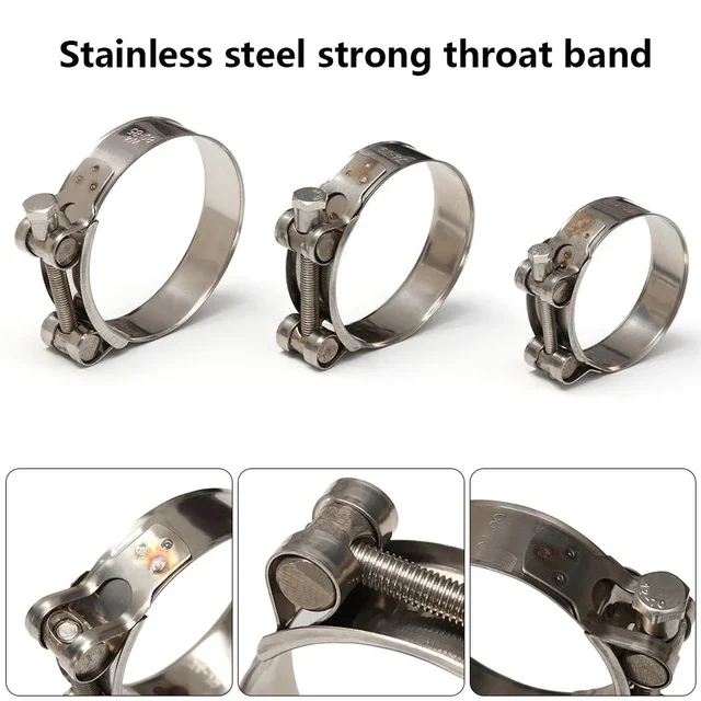 Clamps Adjustable Heavy Duty 304SS Stainless Steel Strong Throat Band Single T Bolt Hose Slot Clamps