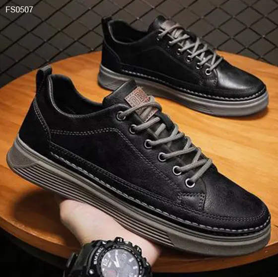 Luxury Black Leather Shoes Men Casual Sport Sneakers Shoes Fashion Men Shoes For Wholesale