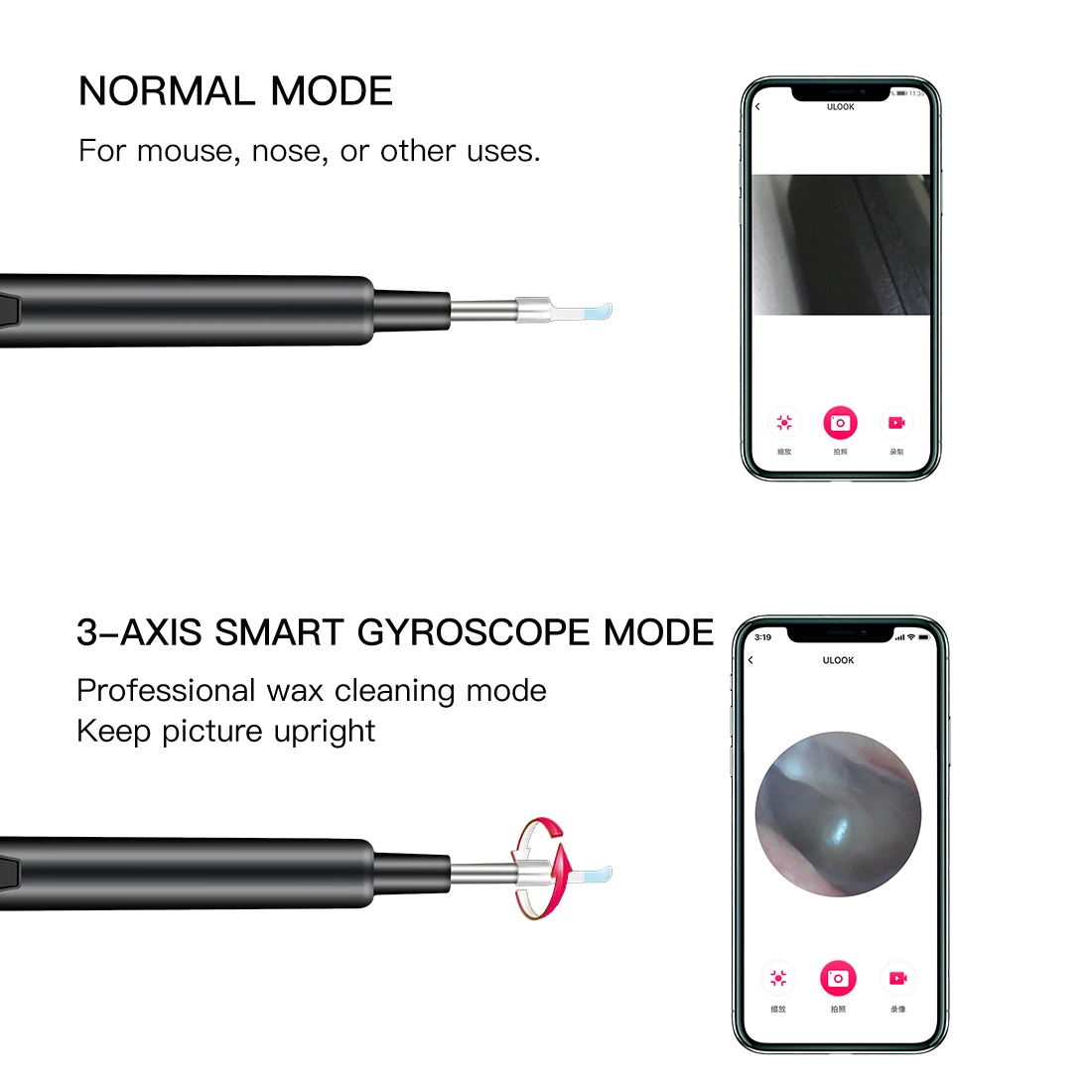 WIFI mini wireless otoscope camera ear cleaner pen rod
