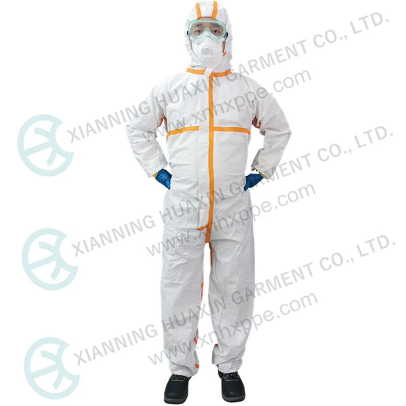 High Quality Type 4 Type 5 Chemical Waterproof Working Coverall Ppe Coverall Working Suit Safety Disposable Protective Coverall