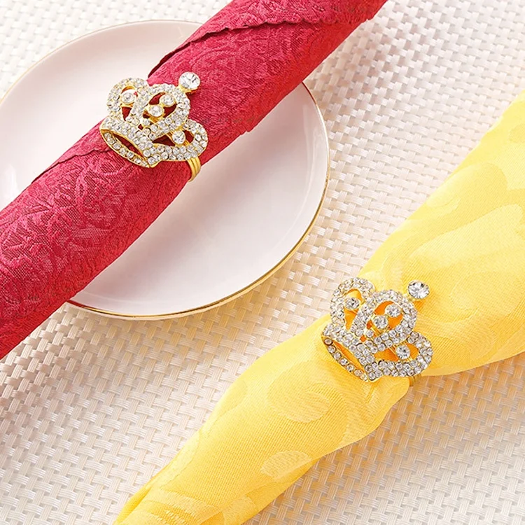 Hot Sale Fashion Rhinestone Crown Shape Napkin Ring For Wedding