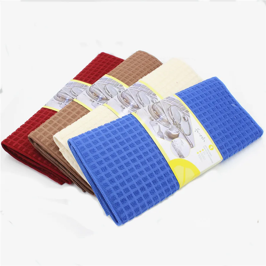 Microfiber dish drying mat Superfine fiber polyester warp knitted grid drying pad compound sponge absorbent table mat