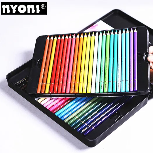 NYONI  Hot Sale  24 36 48 72 120 colors  oiled coloring pencils set colour pencil  Artist  Colored Pencil  set in tin box