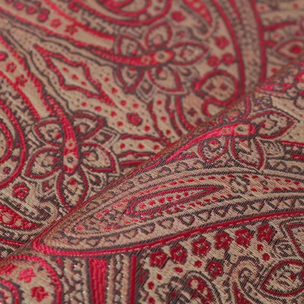 Indian style paisley woven brocade jacquard fabric metallic, yarn dyed fabric for wedding, women coat, dresses