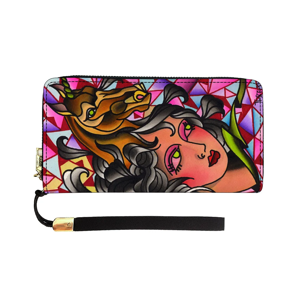 Women Card Holder Cartoon Character Customized Pattern Credit Card Wallet Custom Logo Leather Wallet For Women Latest