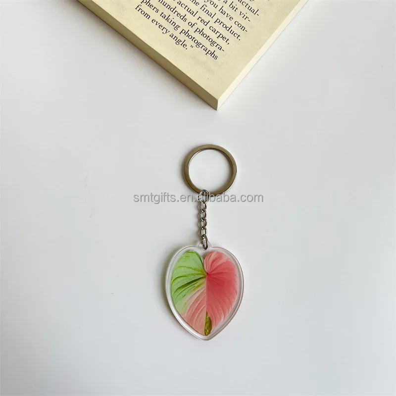 Factory Custom High Quality Acrylic Keychain Wholesale Plastic Simulation Plant Leaf Keychain