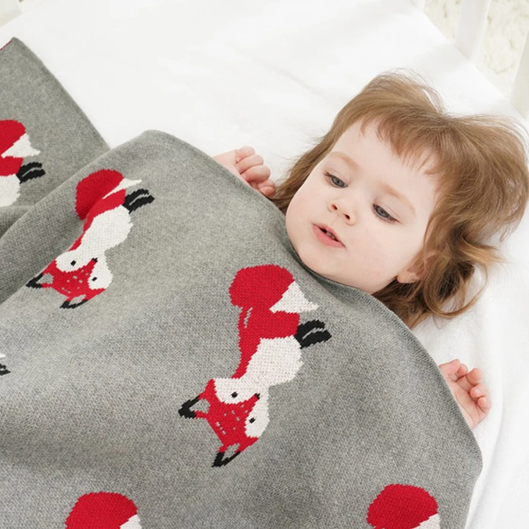 Wholesales Cotton Solid Knitted Baby Blanket Fabric Natural Warm Knitted Crochet Baby Swaddle Wrap Blanket Winter