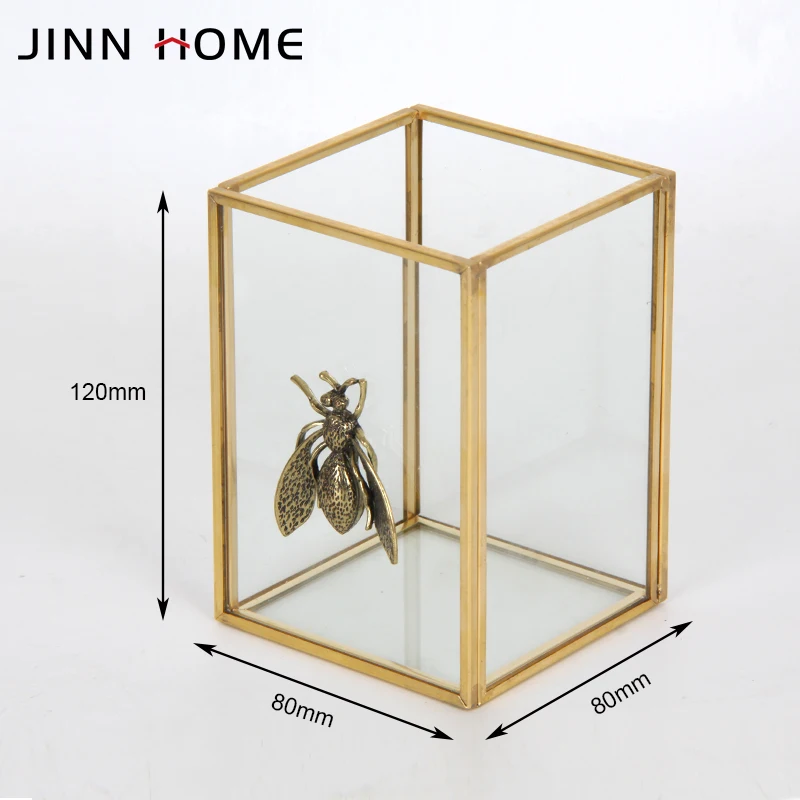 Jinnhome медный Золотой зеркальный стеклянный органайзер для косметических кистей держатель ручек