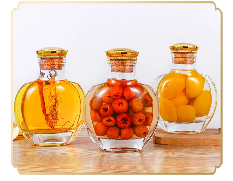 500ml Glass Honey Container Green plum ginseng drink glass fruit wine bottle canning bottle glass storage jar