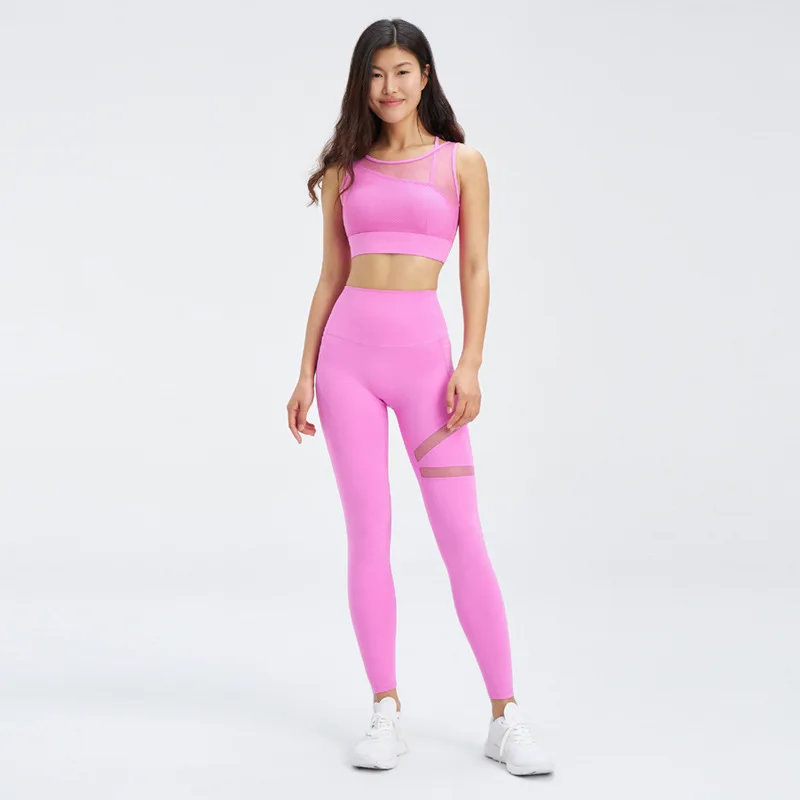 Aoyema Yoga Sets Two Piece Yoga Sets Crop Top Bra Leggings Workout Outfit Athletic Gym Wear Fitness Set Activewear
