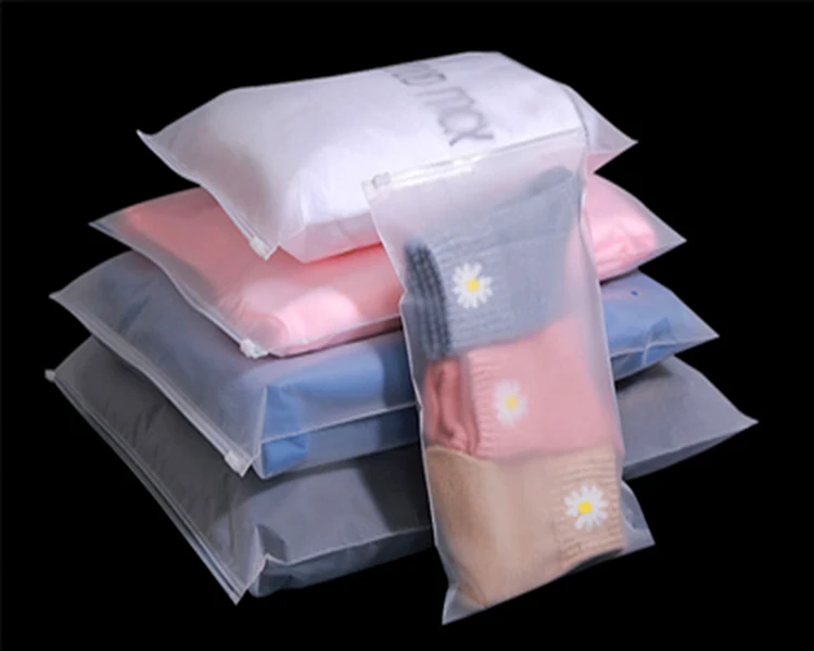 Cheapest price 1 piece custom frosted plastic zipper horizontal  1-2 years biodegradable zipper bag Travel Storage Pouch