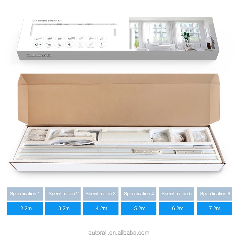 Google Home Alexa Tuya Control 5.2m Smart Curtain Kit Electric DIY Curtain Track For Home