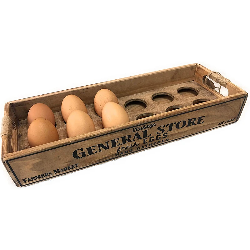 Wooden Egg Holder crate storage box rustic farmhouse decor for one dozen (12) eggs