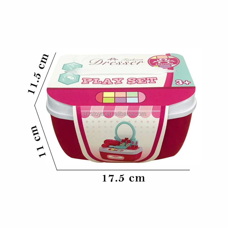 Small Size Dresser Vanity Toys Girls Pretend Play Beauty Set Make-up Table Toy with Mirror