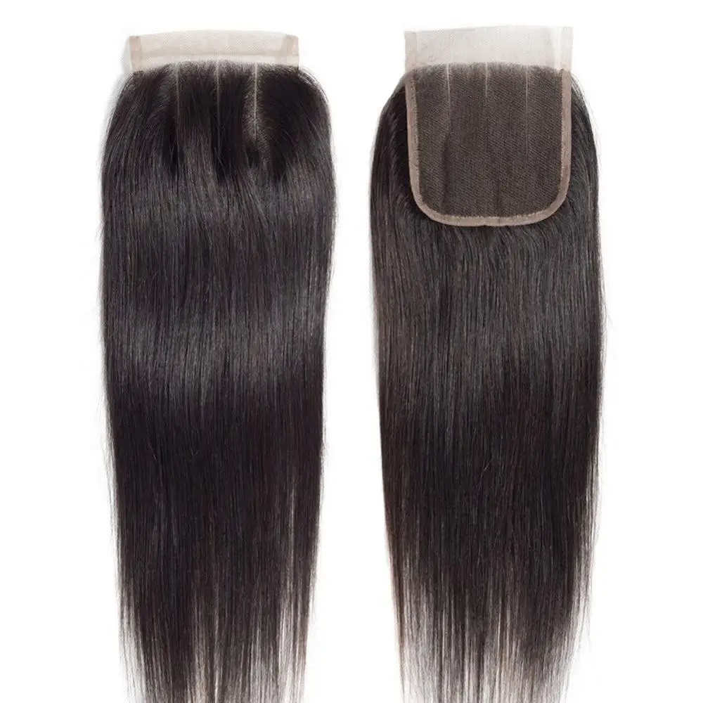 Cheap grade 10a human hair lace closure straight wave unprocessed virgin hair closure