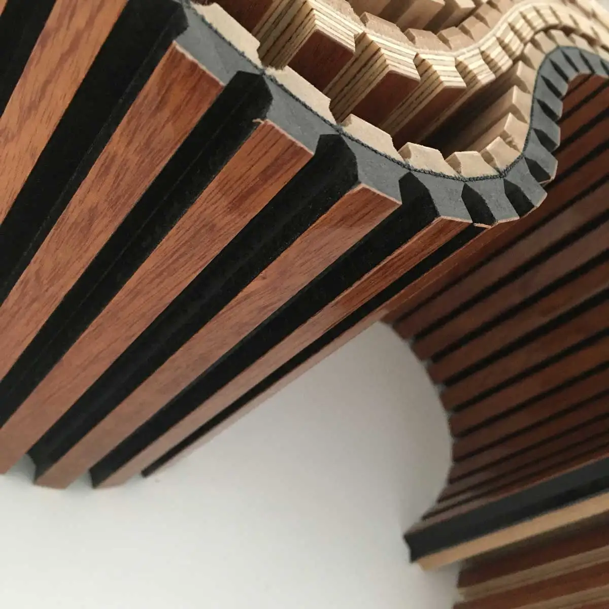 3d Wood Veneer MDF Wave Board Decorative Flexible Curly Bendable Curved Fluted acoustic Wall Panel