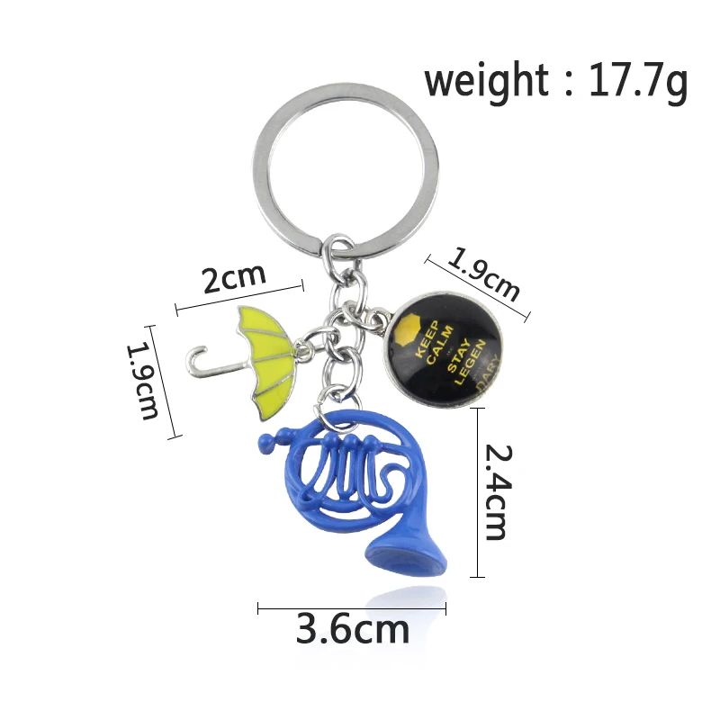 How I Met Your Mother Yellow Umbrella Blue French Horn Keychain New Factory Design