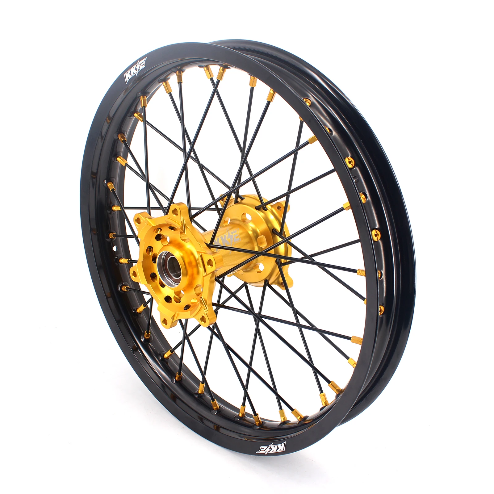 
KKE 21/19 CNC Anodized Dirt Bike Wheels Compatible with SUZUKI RMZ250 RMZ450 2005-2020 Gold Hub/Nipple Black Rim/Spoke 
