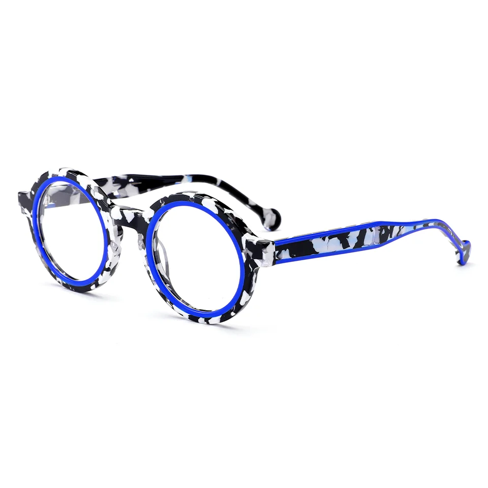 Trendy Stylish Men Ladies Women Round Eyewear Frames Lamination Pure Acetate Eyewear Glasses Optical Frames