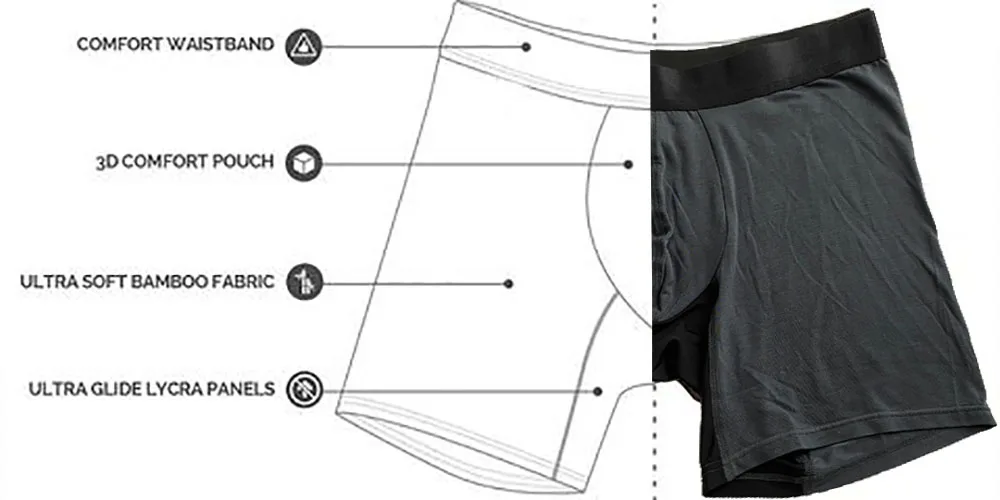 Underwear Long Boxers Bamboo Underwear Sport Men Long Leg Bamboo Underwear Men Boxer Briefs Undies For Men