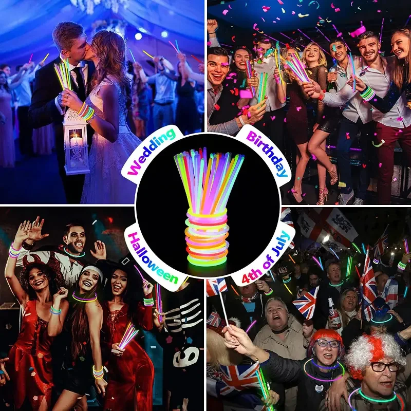 Glow Necklaces Bracelets Jewelry Favors Bulk Glow In Dark Fiesta Decor Navidad Halloween Wedding Supplies Neon Party Glow Sticks