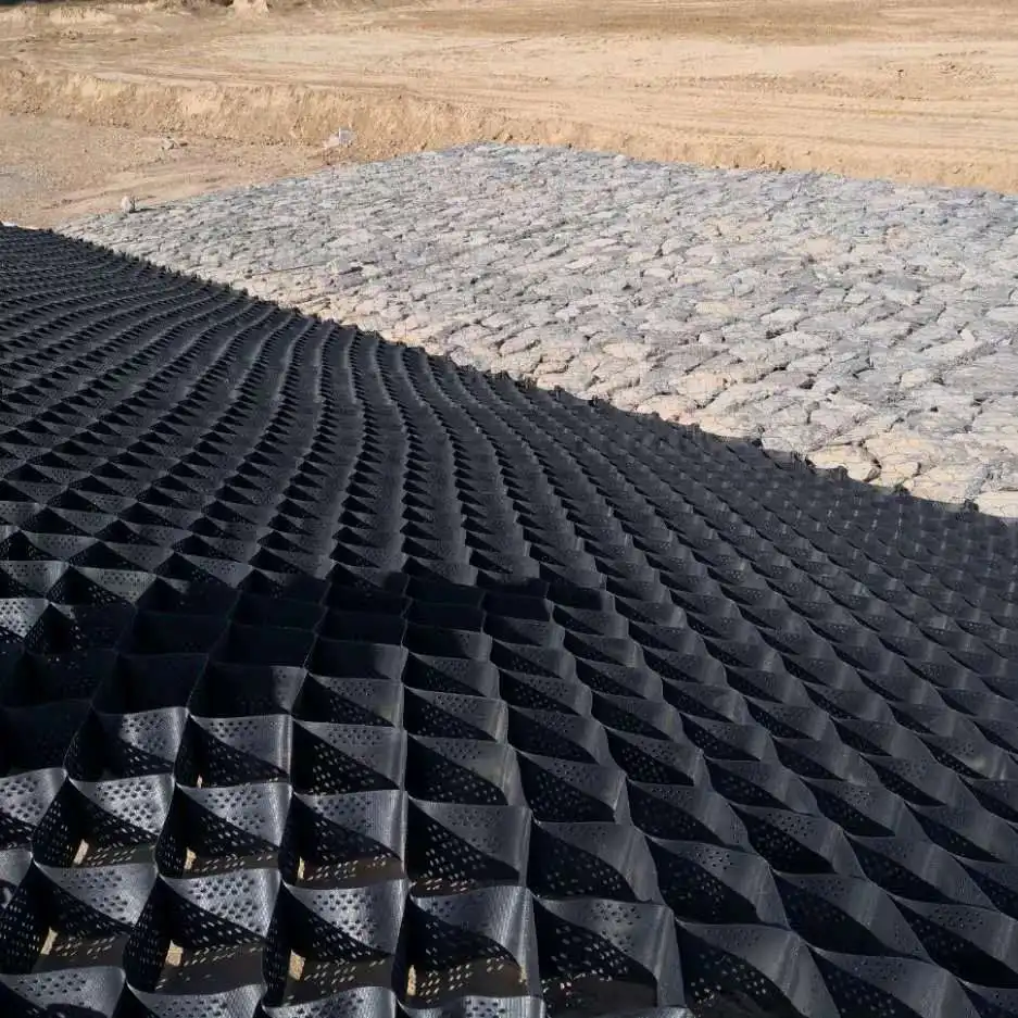 hdpe geocell  load support soft subgrade ground gravel stabilization