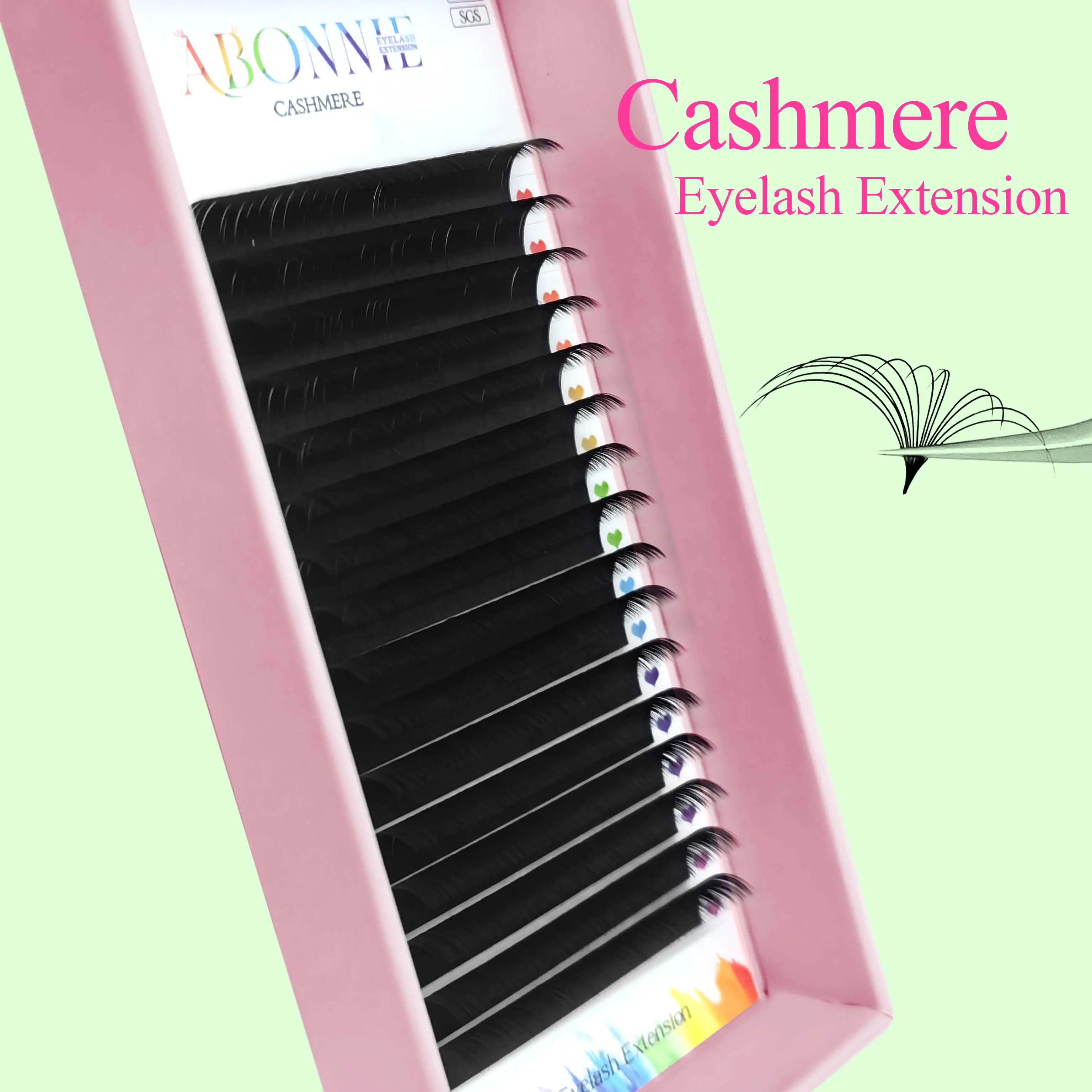 Abonnie Bulk Individual Eyelash Extensions Matte Black PBT Fiber Lash Extension Vegan lash trays wholesale with custom logo