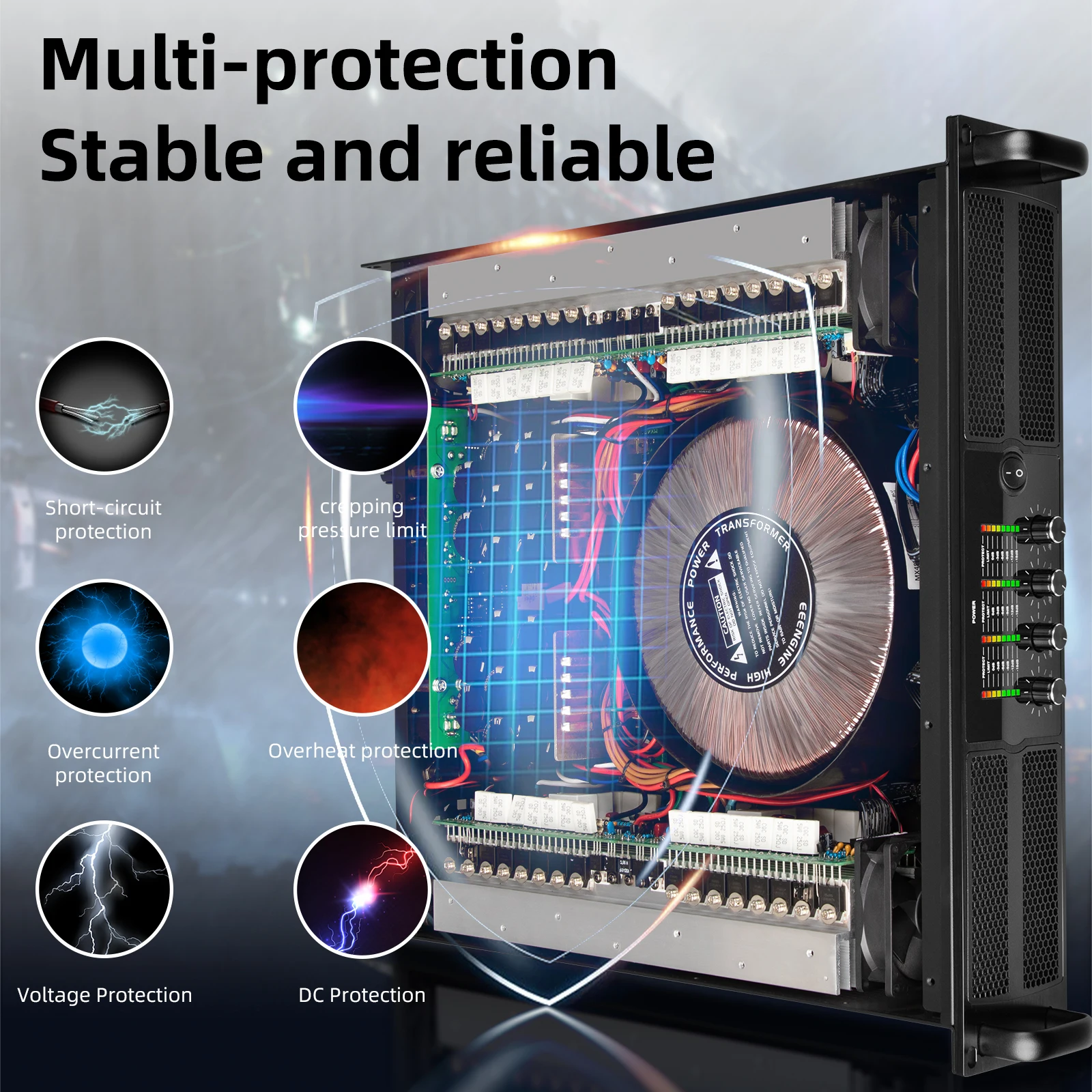 Hight Quality GM11 Power Amplifier Professional 600W*4 For Home Use Karaoke Stage