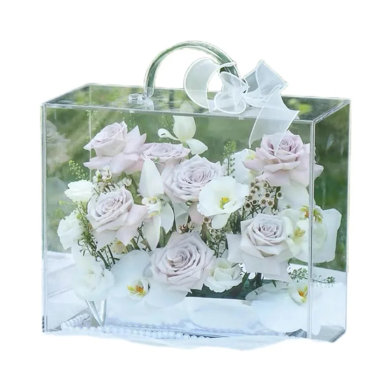 Festival gift box multifunction size customized storage box flower acrylic box with lid