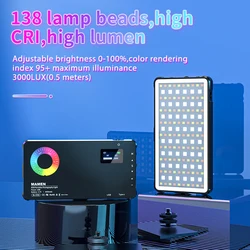 Full Color LED Camera Light CRI95+ Rechargeable RGB Photography Light TikTok Vlog Spotlight Portable Led Camera Video Light