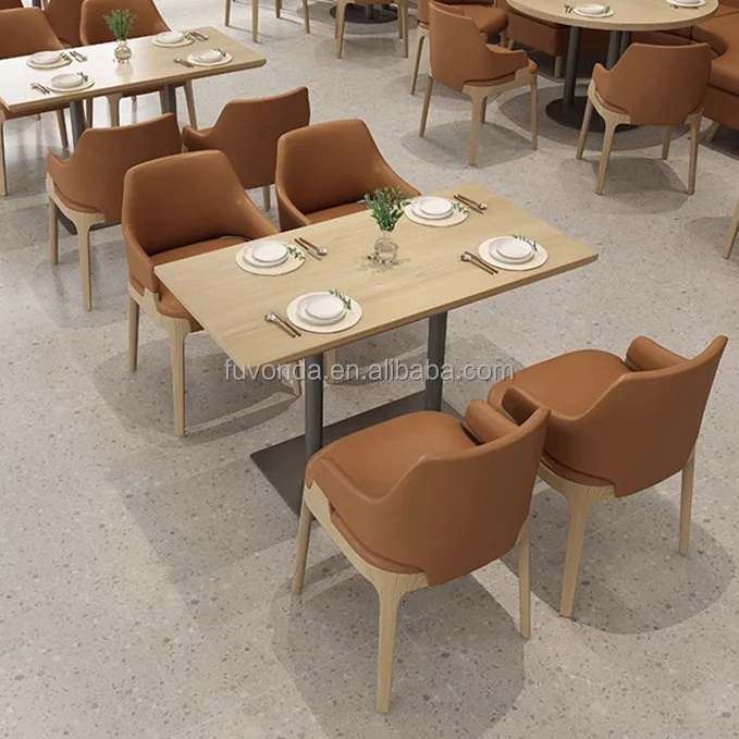 Customization Restaurant Sofa Booth Seating Cafe Commercial Furniture Wooden Chair and Table set for Restaurant