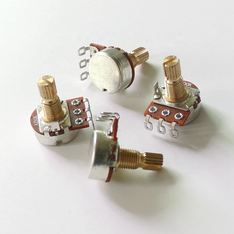 Donlis 250K/500K 15mm Brass shaft Mini guitar pots in A/B style for ST TL LP Guitar Bass volume tone control