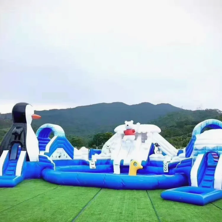 Commercial Ice and Snow World Inflatable Slide Pool Inflatable Water park Ice and Snow Theme Water Park for sale