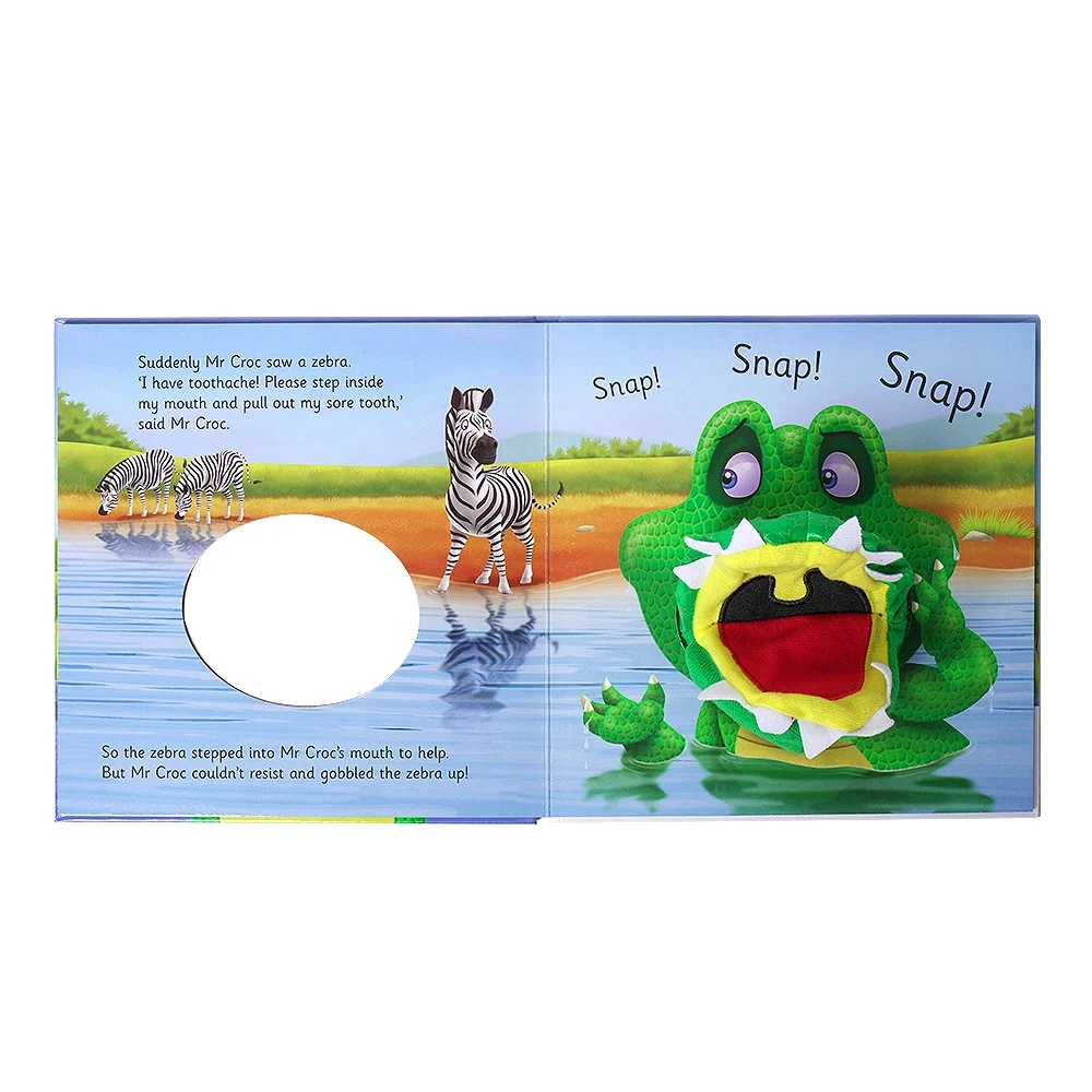 High Quality Cute Finger Puppet Book Activity Board Book With Embroidered Animal Dolls for Baby