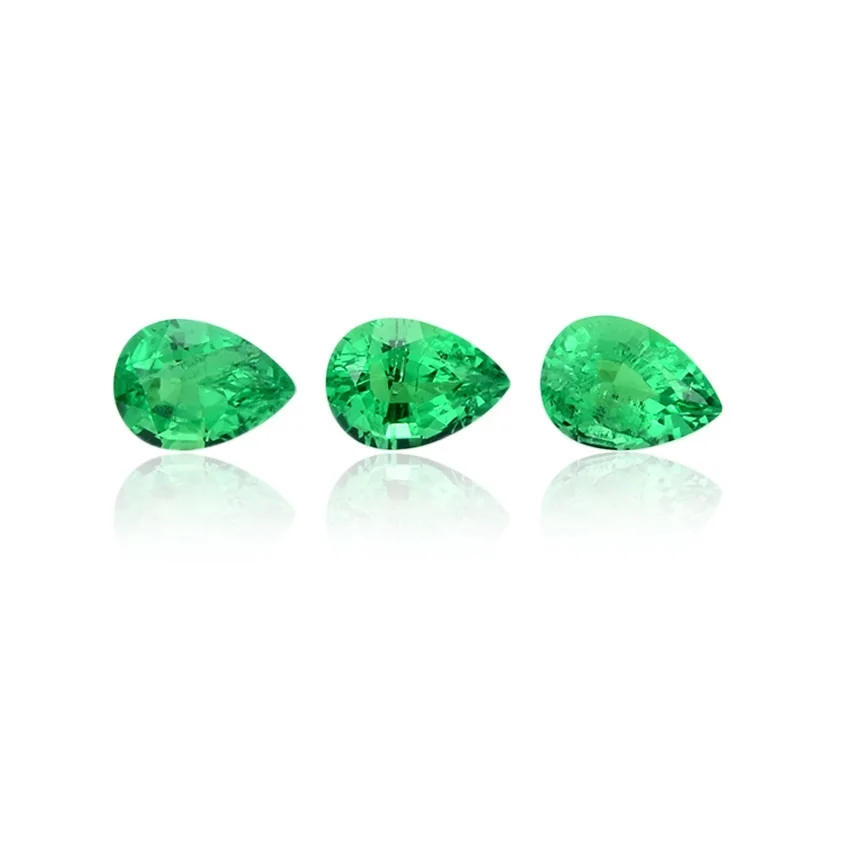 Manufacture synthetic loose emerald green gemstone bead prices pear shape lab created emerald stone