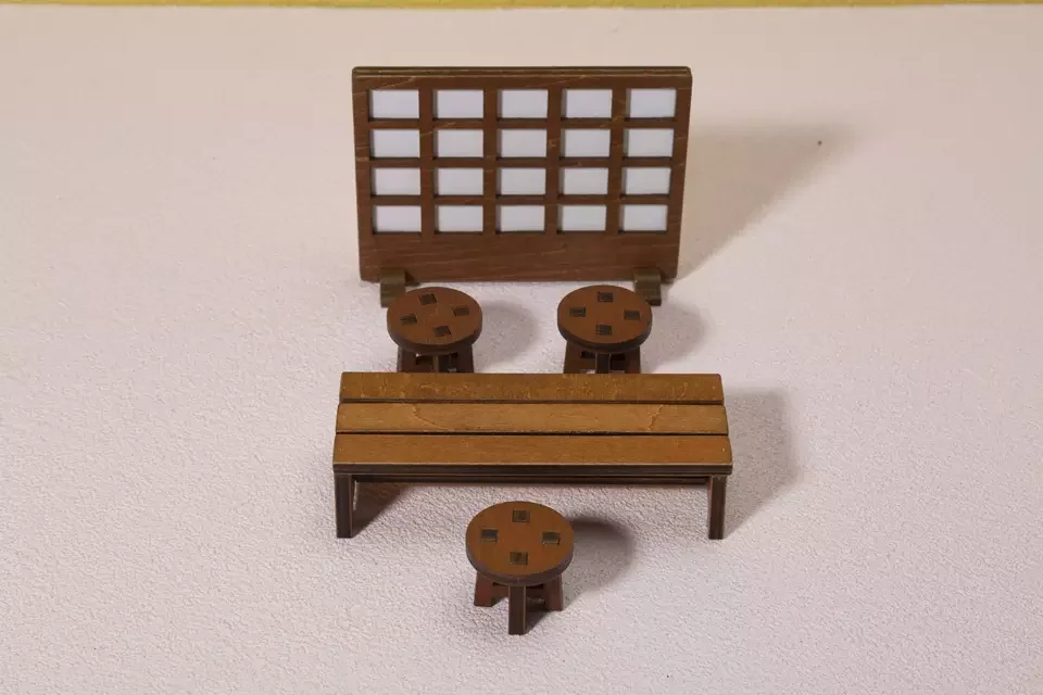 Doll house miniature accessories mini wooden chair table top ornament mini wooden chair desk decor wooden stool