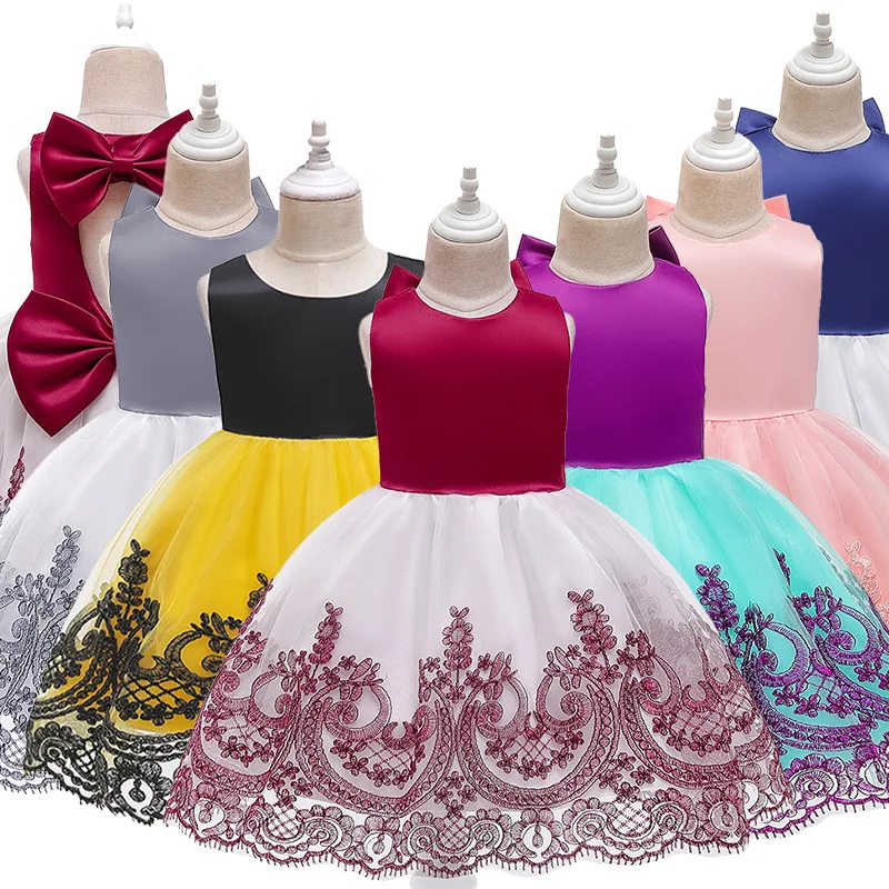 wholesale tulle lace embroidery 6 color beby girl dress baby girl summer ball gown prom dress for 1 to 5 years