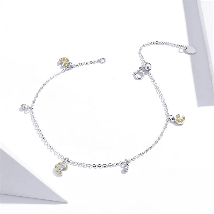 OEM fine jewelry moon friendship femmes teacher bracelets mom fashion wholesale 2023 summer silver 925 topaz beaded bracelet