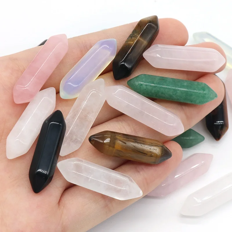 Wholesale can customized 3CM Natural Mixed Amethyst Rose Quartz Crystal Healing decoration Double Terminated Crystal Point